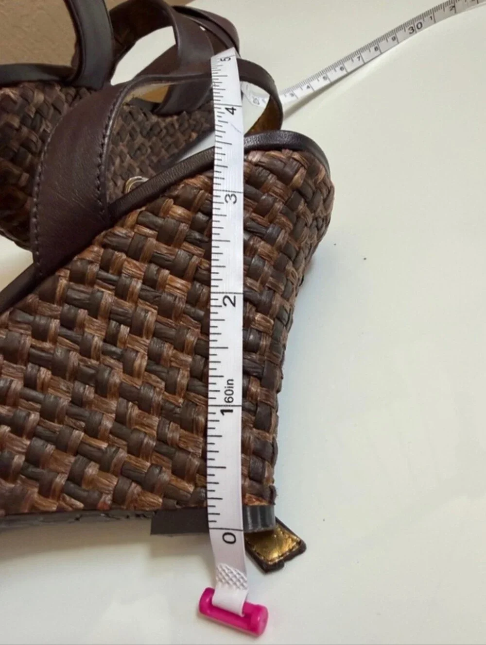 Brown Leather Upper wedge heels